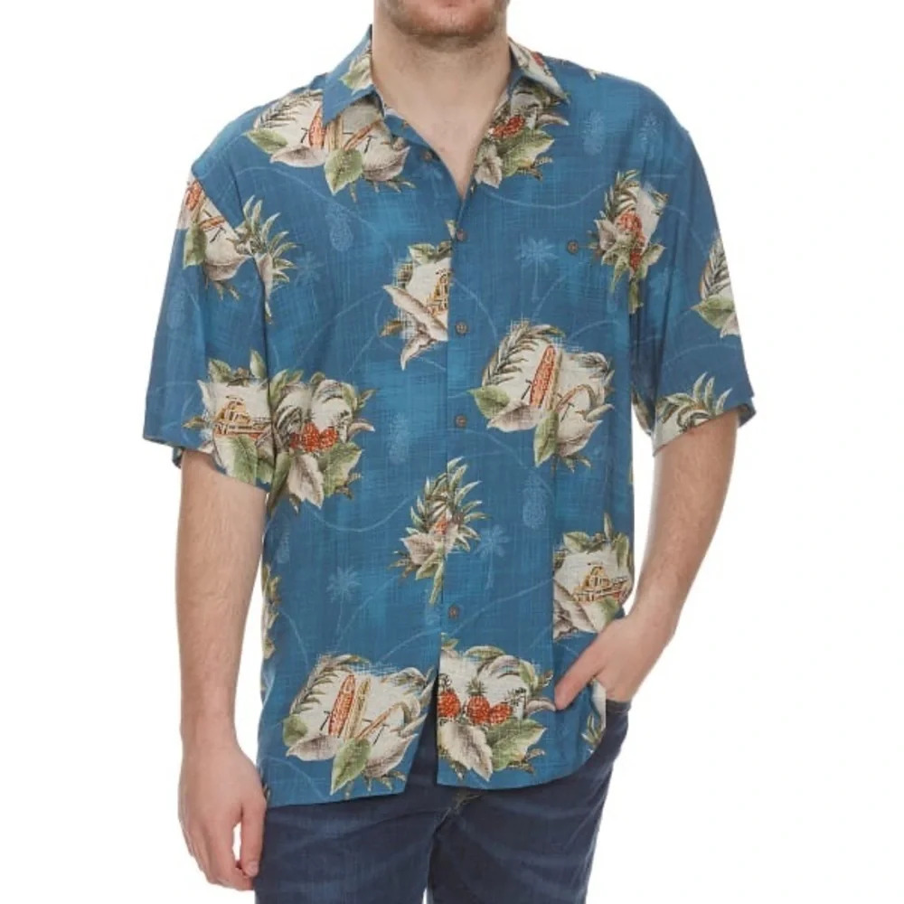 Campia Moda Rayon Hawaiian Shirt Tropical Aloha Camp Shirt Men’s XL